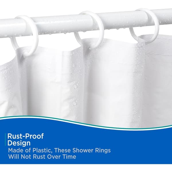 Duschdraperiringar i plast, vita, set om 12