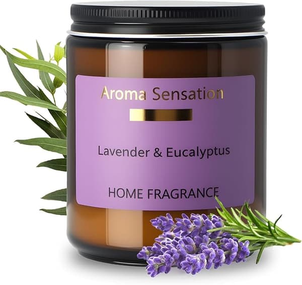 Lavendel Glas Duftlys. Damegave, aromaterapi rumduft. Naturlig soja, brænder op til 80 timer, 200g. Afslappende & langtidsholdbar.