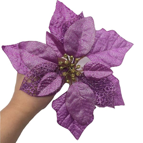 12 stk. 19,8 cm juletræs dekorative silkeblomster til jul
