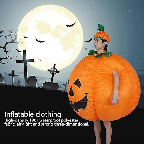 Halloween oppblåsbart gresskarkostyme for voksne oppblåsbart gresskarkostyme Morsomt gresskaransikts jumpsuit Halloween fest maskerade