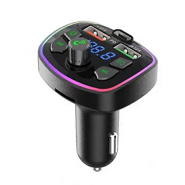 (Ny) Q7 3.1A USB+PD Bluetooth billader bil FM-sender fargerik belysning Not Specified