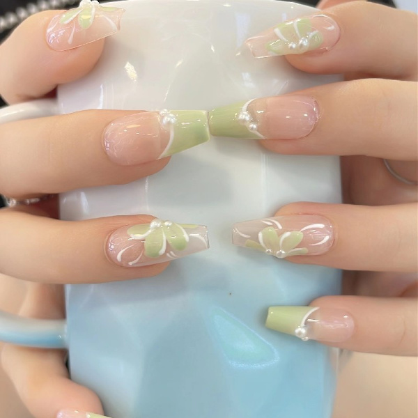 Glitter Butterfly False Nails