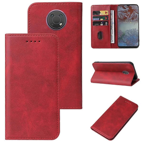 (Ny) Magnetisk Lukning Læder Telefoncover Red For Nokia G10