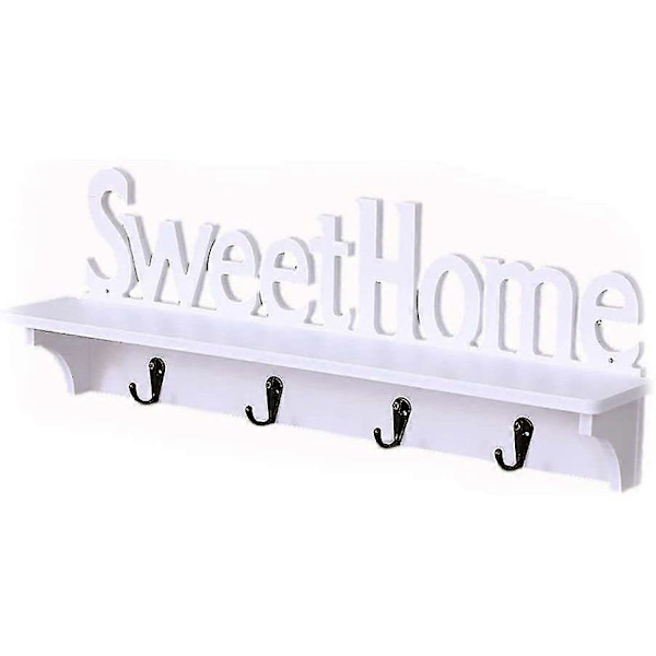 【YD】Wall Mount Key Holder Hanging Organizer With 4 Hooks Multifunction