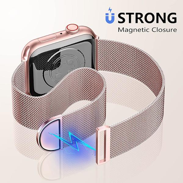 Metallband kompatibelt med Apple Watch -band 40mm 38mm 41mm Rose Pink Gold 42/44/45/49mm