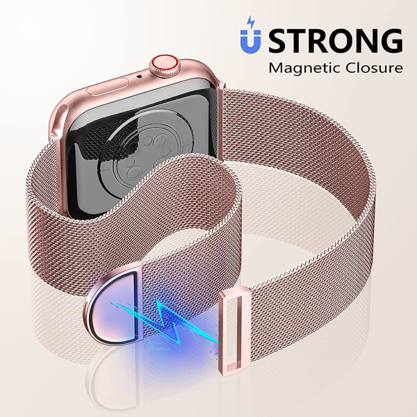 Metallbånd som er kompatibelt med Apple Watch-bånd 40 mm 38 mm 41 mm Rose Pink Gold 42/44/45/49mm