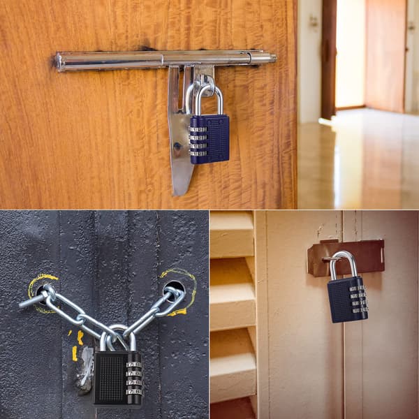 [YD]4-pack Combination Padlocks, Heavy Duty Metal Padlock for Gym Locker, Padlock with Code, Waterproof Combination Lock (Black Red Silver Blue)