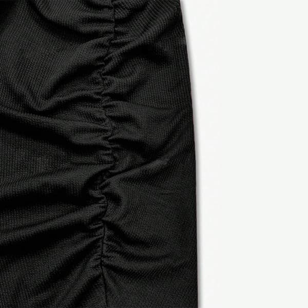 Højtaljet peplum midi blyantskørt til kvinder Sort Black XL