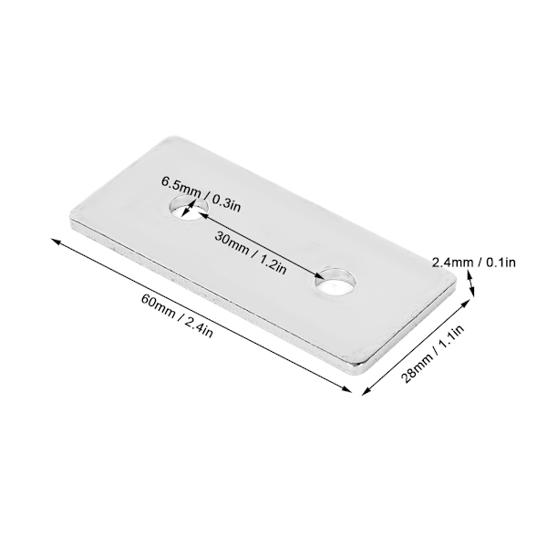 20-pakks Flat Mending Plates i Karbonstål - Reparasjonskoblinger for Aluminiumprofiler 2860