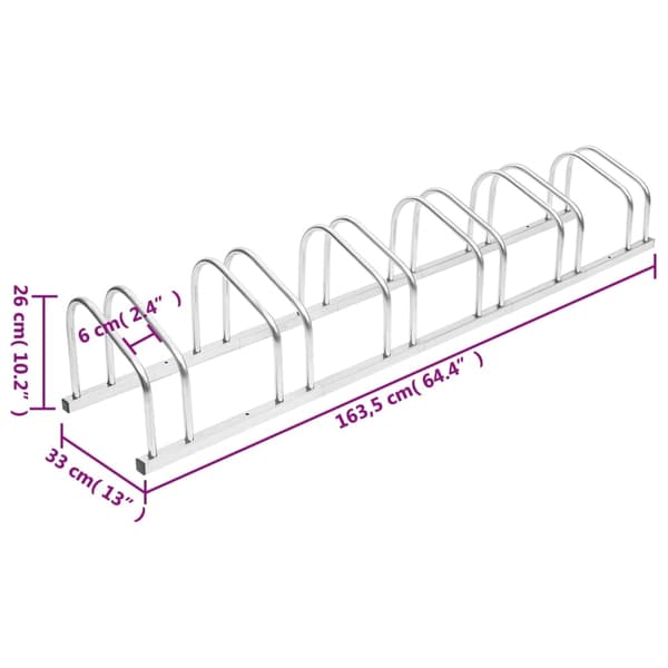 【YD】vidaXL Bicycle Rack for 6 Bikes Galvanized Steel Silver 6500