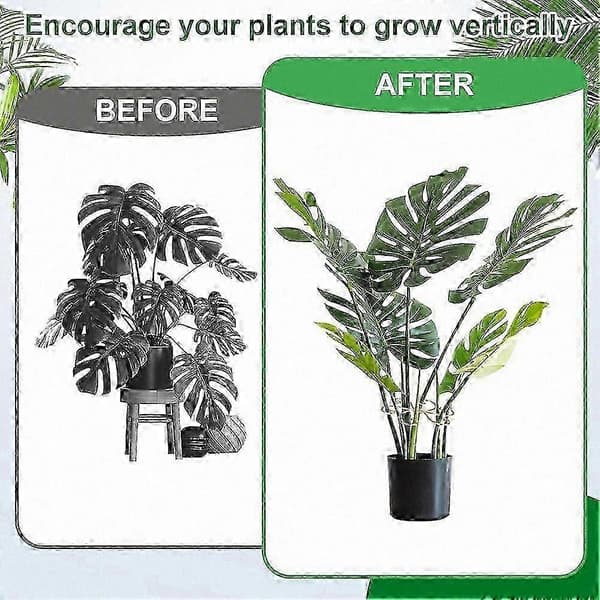 6-pack växtstöd, unika metallhållare för Monstera och andra växter, robust bambuinspirerad design SI