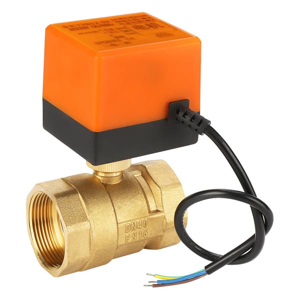 AC 2-veis 3-leder motorisert kuleventil i messing, elektrisk ventil DN40 G1-1/2