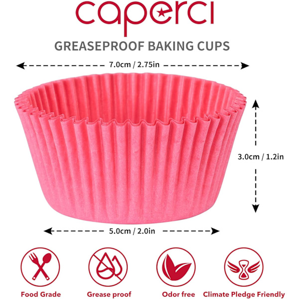 Standard lyserøde cupcake-muffinindlæg 500-tæller, lugtfri, fødevaregodkendt og fedttætte papirbagebægre (lyserøde) Pink 500pcs