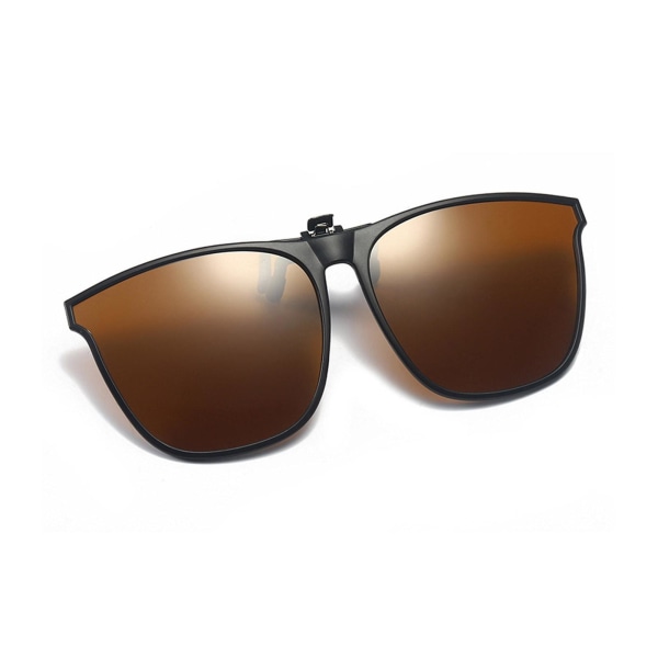 Polarisoitu Clip On Flip Up aurinkolasit Yli Prescription and Readi brown One-size