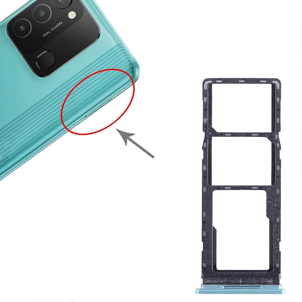 (Ny) För Tecno Spark 8C KG5k SIM-kortfack + Micro SD-kortfack Green
