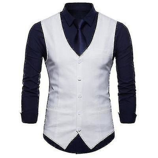Enknäppt väst för män i enfärgad färg white 2XL