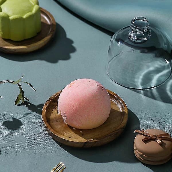Mini Desserttallerken Akacietræ Dessertkop Med Låg Eftermiddagste Brød Mousse Serveringsbakke