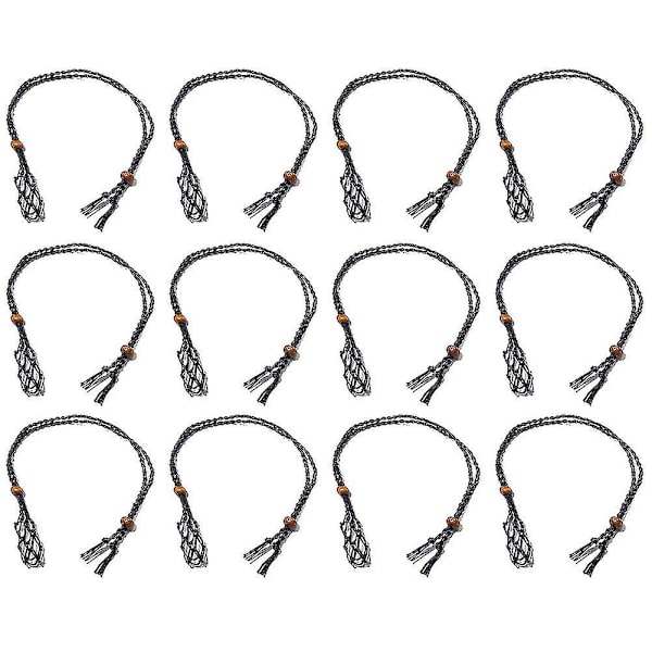 Förpackning med 12 Crystal Rough Mesh Bag Vävde Halsband