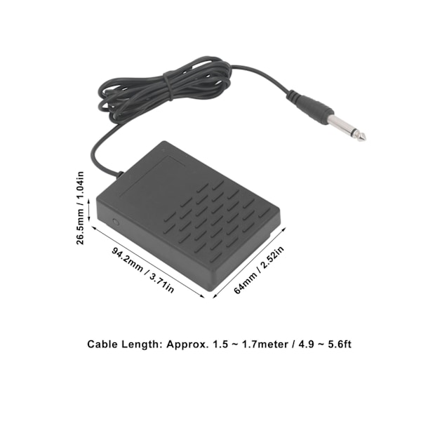 HK-LADE 6,35 mm Universal Sustainpedal for Elektroniske Pianoer og Synthesizere - Svart
