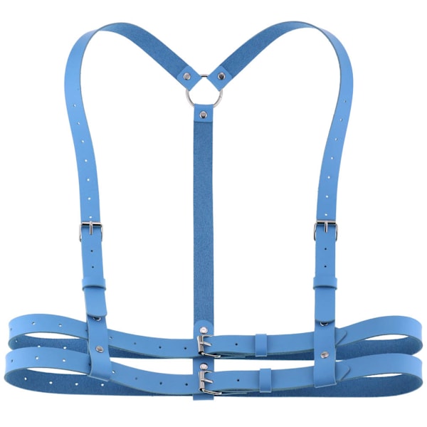 Läder Body Sele Rem Bälten Smycken Gothic Accessoarer Light Blue
