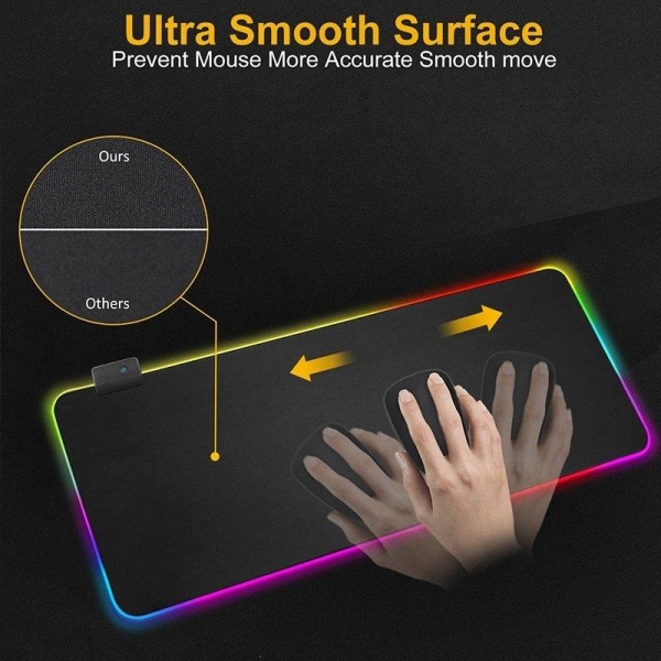 Gaming Mousepad med LED-ljus - RGB - Välj storlek Black 30x25 cm