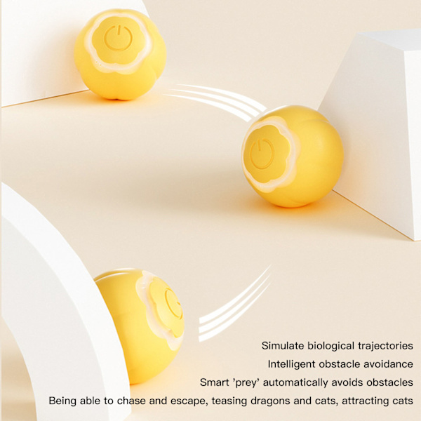 Gravity Intelligent Rolling Ball Interactive Pet Toy Ball Självgående kattboll för kattunge Hund som leker Gul Neutral engelsk förpackning