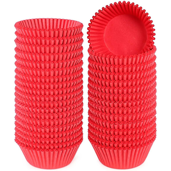 Standard røde cupcake-muffinindlæg 500-tæller, lugtfri, fødevaregodkendt og fedttætte papirbagebægre (røde) Red 500pcs