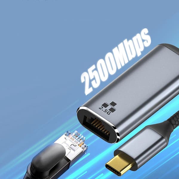 2500Mbps TypeC-Ethernet-sovitin 10/100/1000M UsbC-Lan RJ45 -verkkosovitin nopea Multicolor