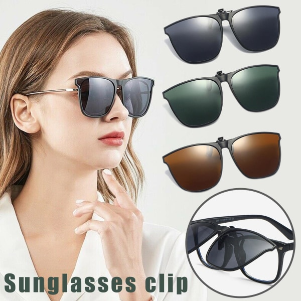 Polarisoitu Clip On Flip Up aurinkolasit Yli Prescription and Readi brown One-size