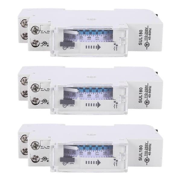 3X SUL180A 15 minuters mekanisk timer 24 timmar programmerbar DIN-skena timer tidsbrytare relä analysinstrument Grayish white