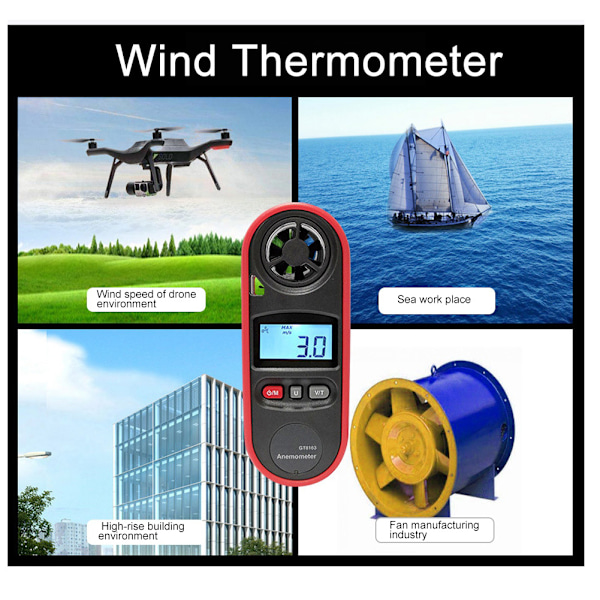 Bærbar Håndholdt Anemometer: Vindhastighets- og Temperaturmåler
