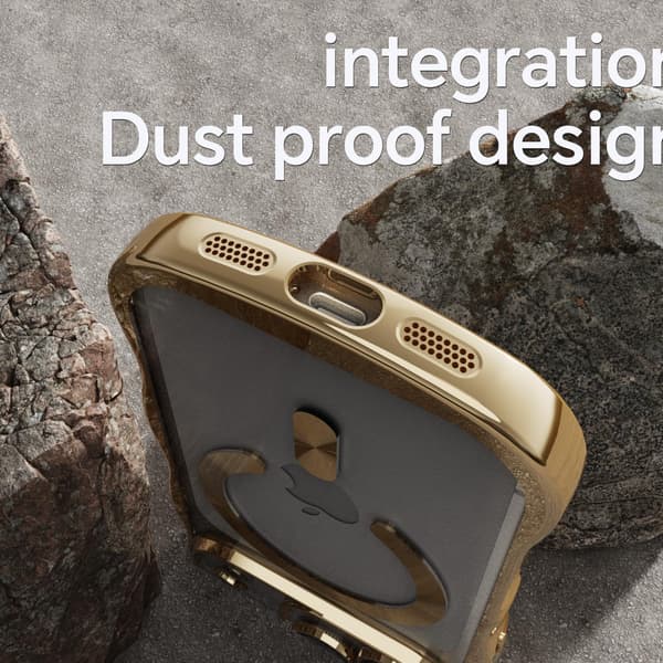 [YD]Magnetiskt telefonfodral, stöder trådlös laddning, stötsäkert kameraskydd, transparent skyddande galvaniserat stötfångarskydd, guldfärg.