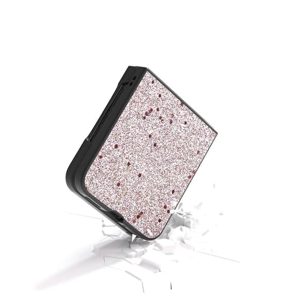 (Nytt) Glitter Full Coverage PU + PC Telefondeksel til Motorola Razr 50 Ultra Pink