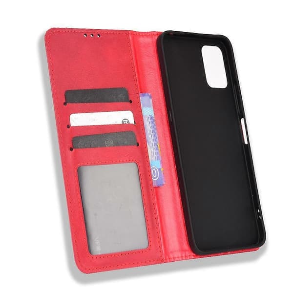 (Ny) För Umidigi Power 5S Magnetspänne Retro Textur Läderfodral Red
