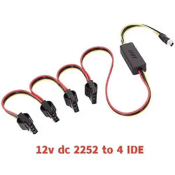 12V DC 5525 til 4 IDE harddisk strømforsyningskabel DC 12V til 4 IDE harddisk kabel spændingsregulator top