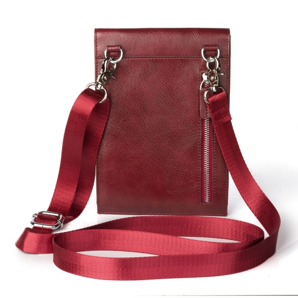Liten Crossbody-väska för axel smartphone-väska 6,4" wine red