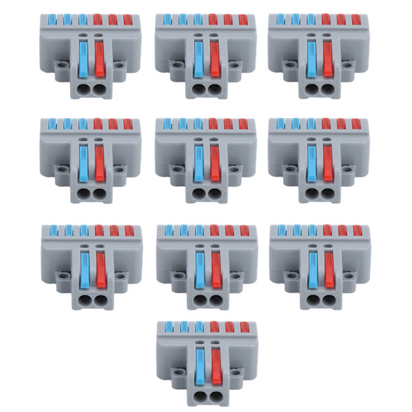 10-pakning LT-623 ABS Plast Terminalblokker med 2 Innganger og 6 Utganger for Elektrisk Kabling