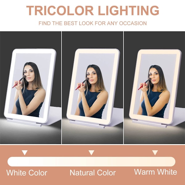 LED Mirror Lighted Mirror 3 Färger Ljus USB rosa pink