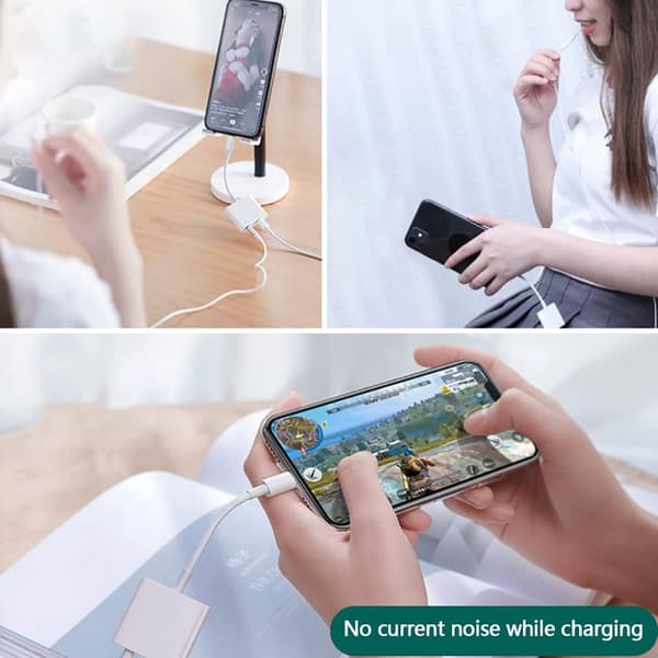 [YD]iPhone-hovedtelefonadapter 2-i-1 Lightning+3,5 mm jack til hovedtelefoner