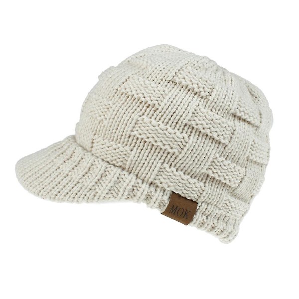 Beanie Tail Varm stickad stökig hög bulle hästsvans hattar Visir Cap White