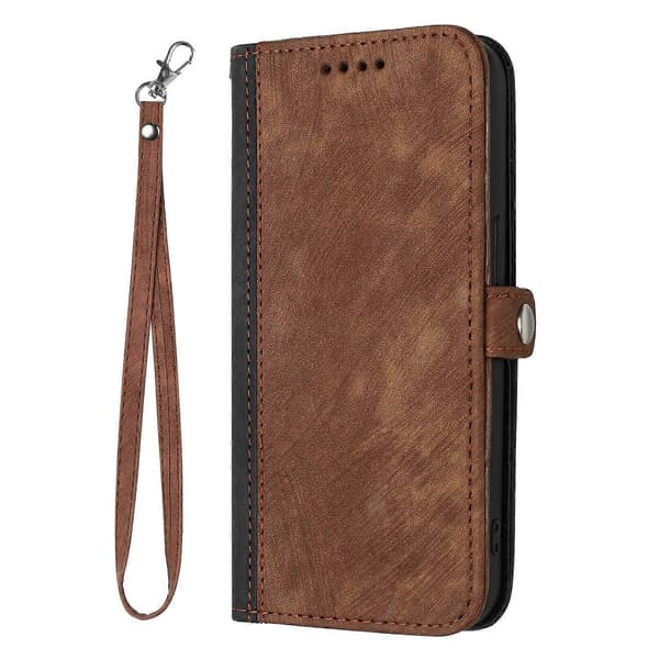 Til Huawei Mate 10 Pro Side Spænde Dobbelt Fold Håndrem Læder Telefonetui Brown