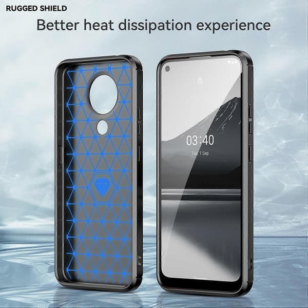 (Ny) För Nokia 3.4 Borstad Textur Kolfiber TPU Mobilskal Black