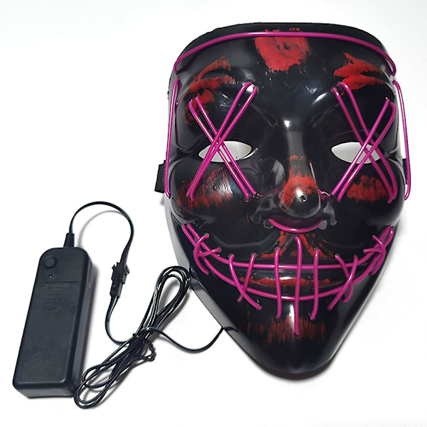 Neon Needlework Glow LED Halloween Purge Maske til Cosplay Fest Kostume Purple Light