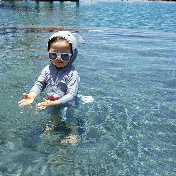 Summer Beach Badkläder UV Cartoon Shark One Piece Soldräkt för barn Pojkar Barn Badkläder 3-4years