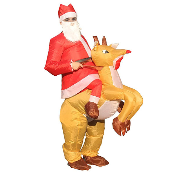 Jultomte Uppblåsbar Dräkt Julparty Prestanda Dräkt Dock Ridande Jultomte Kläder Rekvisita