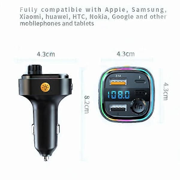 (Ny) C26 Bil Bluetooth Transmitter Håndfri Lydafspiller Dobbelt USB Biloplader Not Specified