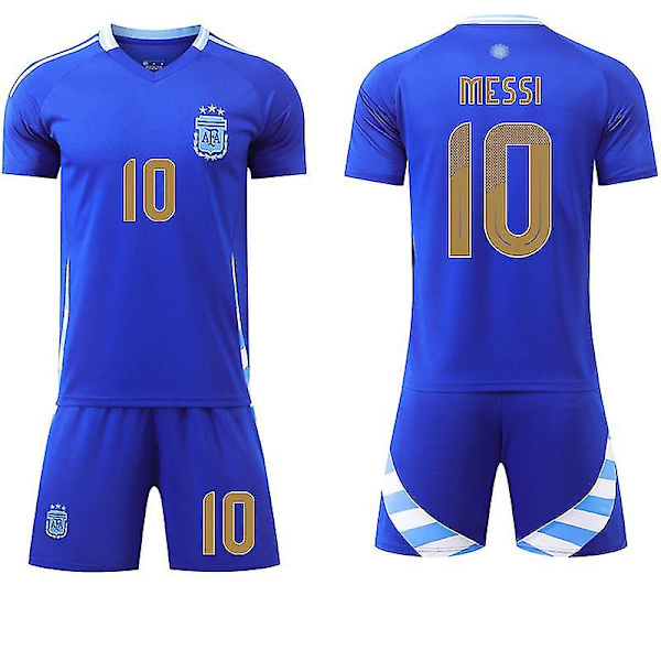 2024 Argentiinan vieraspaita nro 10 Messi - Jalkapallopaita setti, sopii lapsille ja aikuisille - XL XL