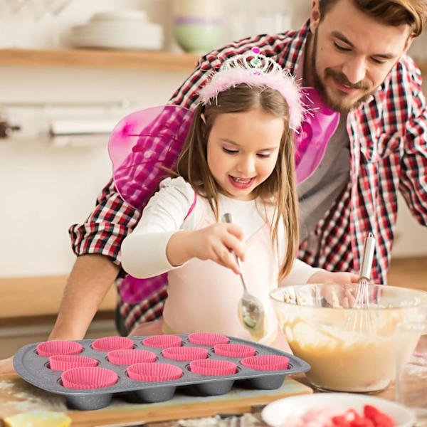 Standard lyserøde cupcake-muffinindlæg 500-tæller, lugtfri, fødevaregodkendt og fedttætte papirbagebægre (lyserøde) Pink 500pcs