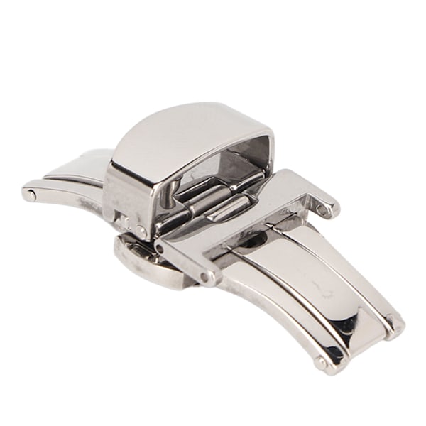 Högglanspolerat silverfärgat spänne i rostfritt stål för klockarmband - Ergonomiskt klockspänne som reservdel för urmakare (16mm)