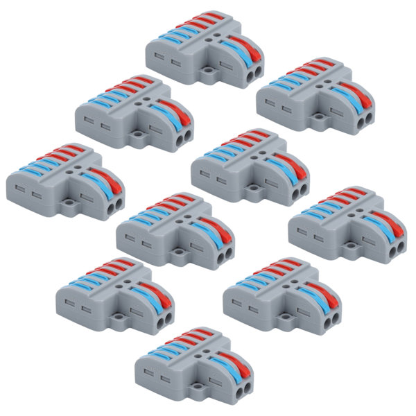 10-pakning LT-623 ABS Plast Terminalblokker med 2 Innganger og 6 Utganger for Elektrisk Kabling